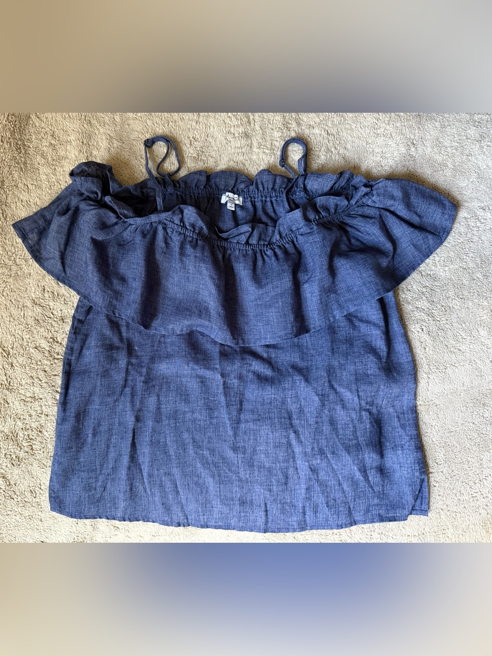 Splendid Navy Blue Off-Shoulder Ruffle Camisole